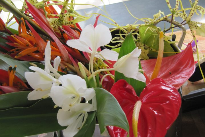 a vase of flowers on a table