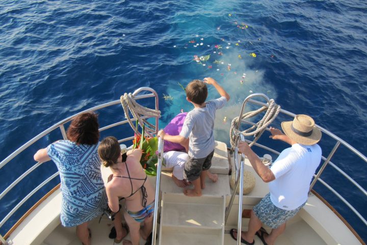 a group of people in a boat on a body of water